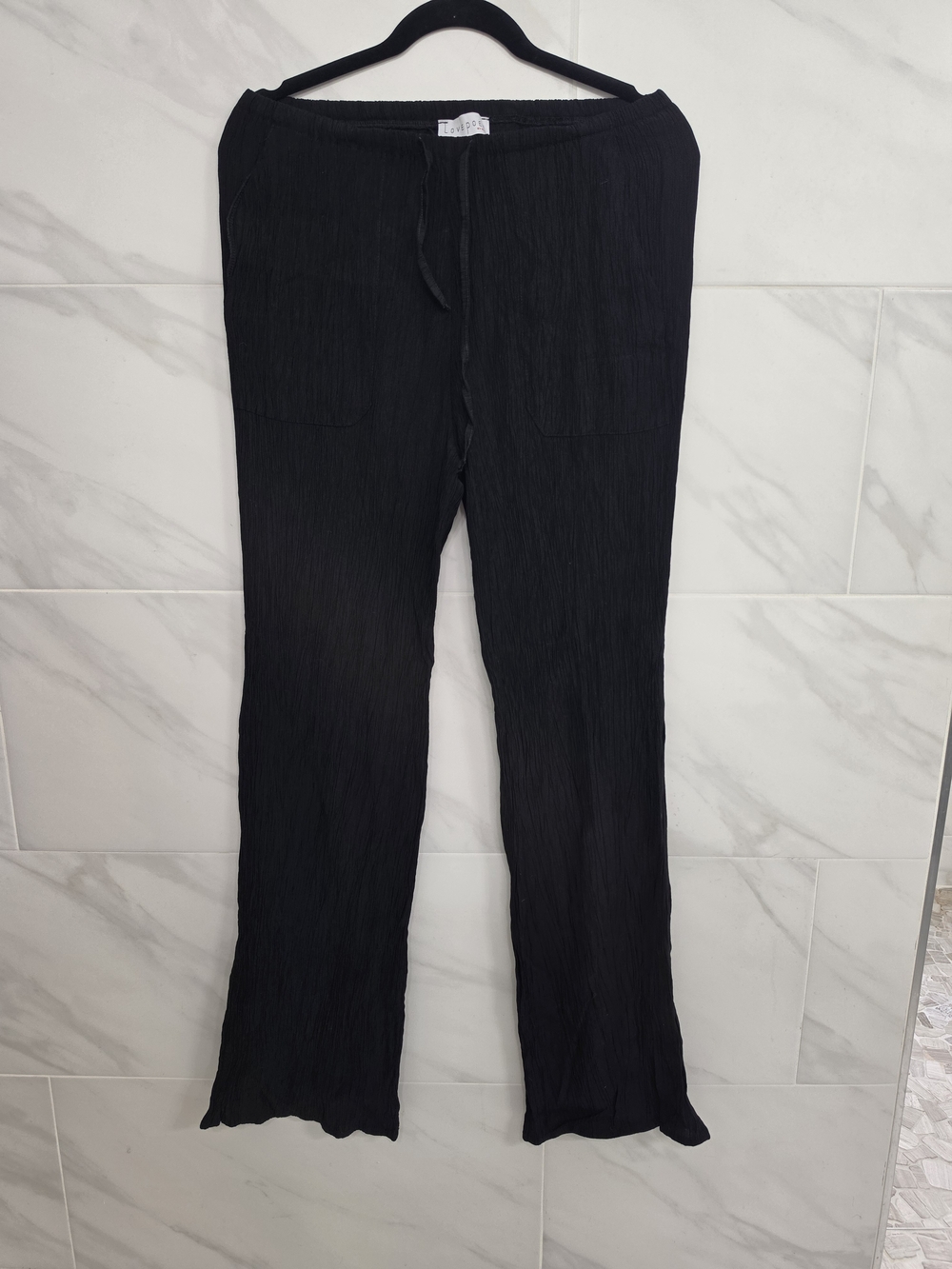 Women's Black Flare Drawstring Waist Jeans
